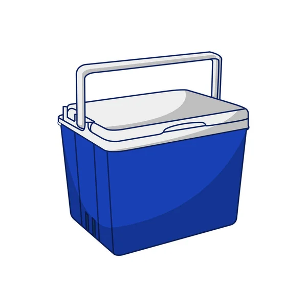 Blue Cooler Box Flat Vector Illustration Icon White Background Web — Image vectorielle