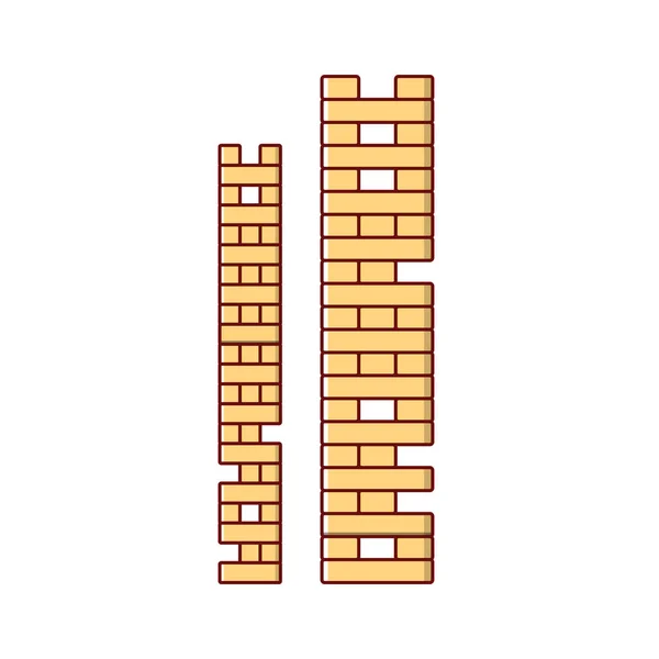 Jenga Icon Vector Illustration Set Tower Game Wooden Stack Block — Wektor stockowy