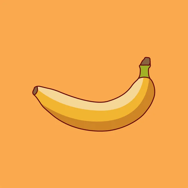 Banana Vector Icono Ilustración Estilo Plano Sobre Fondo Naranja Para — Vector de stock