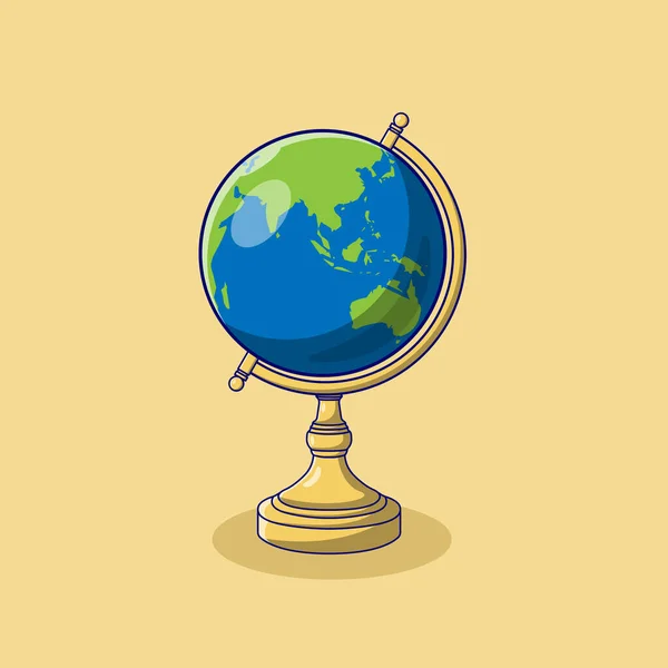 Globe Vector Icon Illustration Earth Vector Flat Cartoon Style Suitable — Vetor de Stock