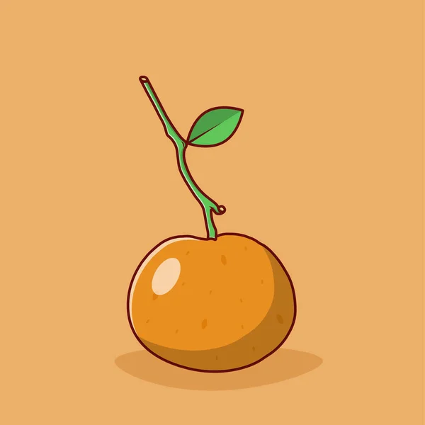 Orange Fruit Vector Icon Illustration Tangerine Vector Flat Cartoon Style — Stockvektor