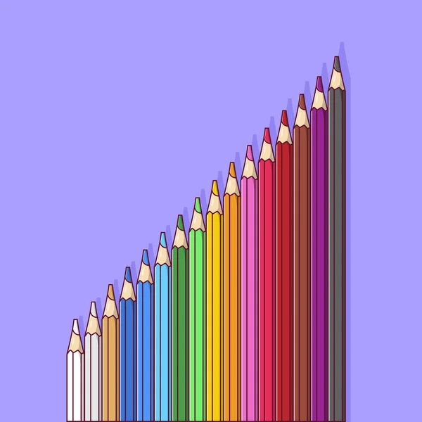 Set Colored Pencils Vector Illustration Object Drawing Equipment Flat Cartoon — Stock vektor