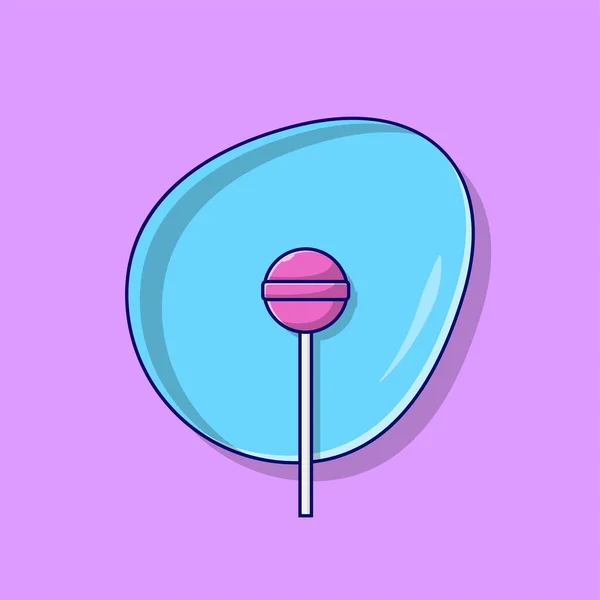 Lollipop Plate Vector Illustration Sweet Strawberry Candy Flat Cartoon Style — Vetor de Stock