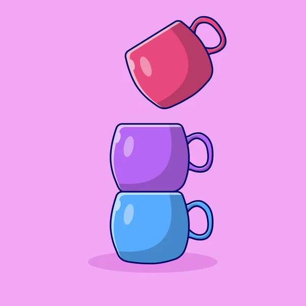 Pila Ilustración Colorida Del Vector Taza Bebe Una Taza Café — Archivo Imágenes Vectoriales