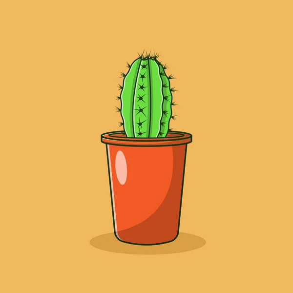 Cactus Vase Vector Icon Illustration Cactus Vector Flat Cartoon Style — стоковый вектор
