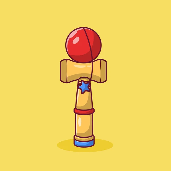 Toss Catch Wooden Hammer Ball Vector Icon Illustration Toy Children — Vettoriale Stock