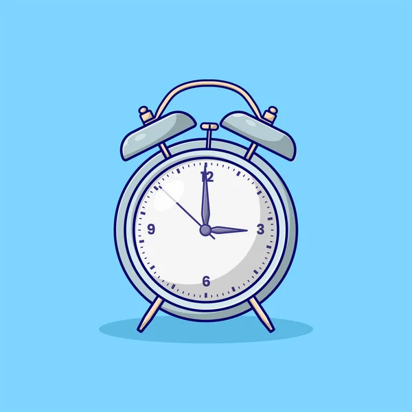 Alarm Clock Vector Illustration Analog Timer Retro Item Flat Cartoon — стоковый вектор