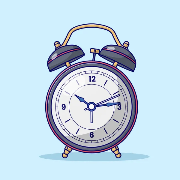 Alarm Clock Flat Vector Illustration Icon Blue Background Web Landing — Vettoriale Stock