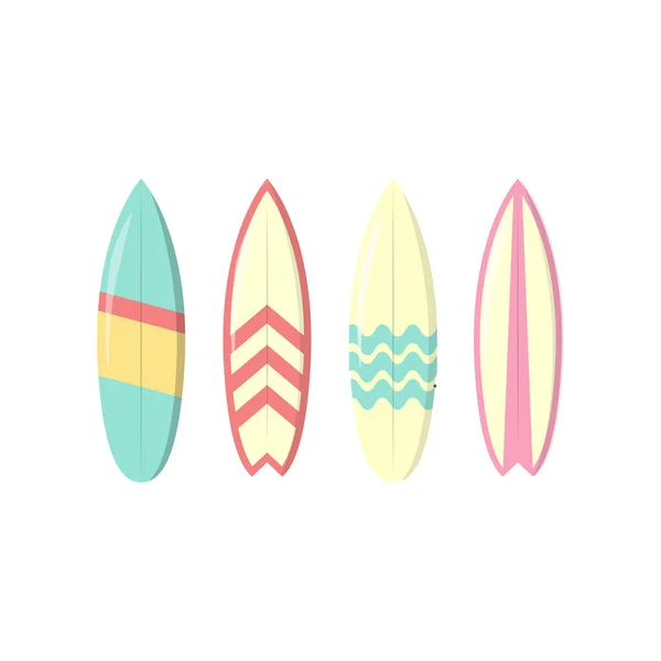 Set Surfboard Vector Illustration Summer Beach Element Extreme Sport Flat — Stock Vector