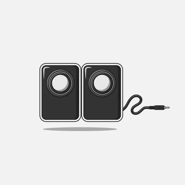 ミニ音楽スピーカーベクトルイラスト サウンドシステム スタジオアイテム アイコン ウェブランディングページ バナー フライヤー ステッカー カード Tシャツ — ストックベクタ