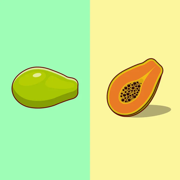 Papaya Vector Illustration Fruchtillustration Ganz Und Gar Nicht Flacher Cartoon — Stockvektor