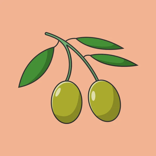 Vektorillustration Von Olivenfrüchten Olivenöl Gesunder Lebensstil Flacher Cartoon Stil Geeignet — Stockvektor