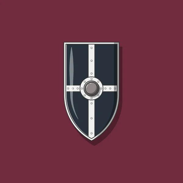 Escudo Medieval Ilustración Vectorial Diseño Escudo Artículo Protección Estilo Plano — Vector de stock