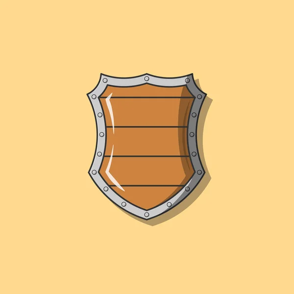 Escudo Medieval Ilustración Vectorial Diseño Escudo Artículo Protección Estilo Plano — Vector de stock