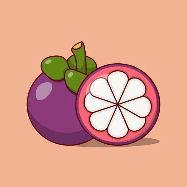 Ganze Und Halbe Mangosteen Vector Illustration Fruchtdesign Süß Und Frisch — Stockvektor