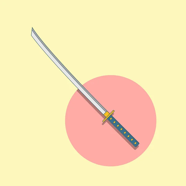 Katana Sword Vector Illustration Japonská Zbraň Samuraj Plochý Karikatura Styl — Stockový vektor