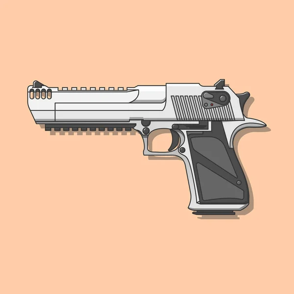 Desert Eagle Gun Vector Пістолет Вогнева Зброя Flat Cartoon Style — стоковий вектор