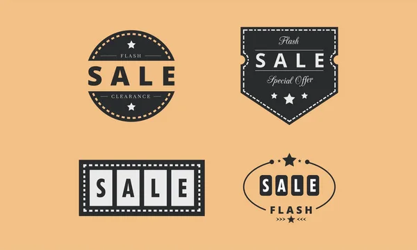 Set Promotion Sale Badge Stamp Custom Vintage Flash Sale Clearance — Stock Vector