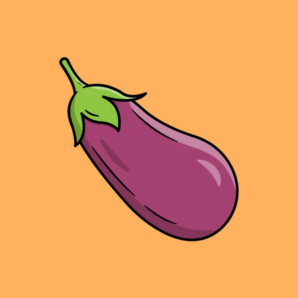 Eggplant Vektor Illustration Fruktgrönsaker Skörda Skördar Platt Tecknad Stil Lämplig — Stock vektor