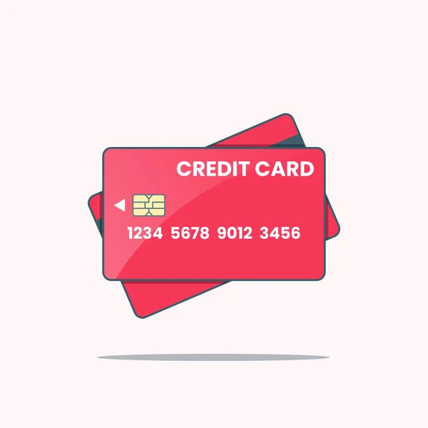 Red Credit Card Vector Illustration Geschäftskonzept Finanzielle Sensibilität Flacher Cartoon — Stockvektor