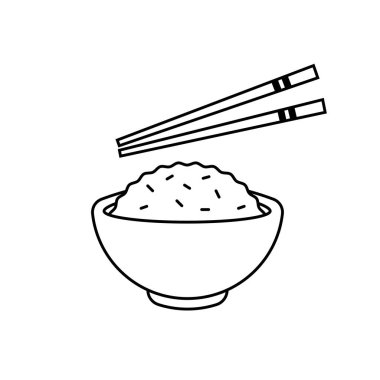 Chopstick Taslak Simge İllüstrasyonlu Rice Bowl
