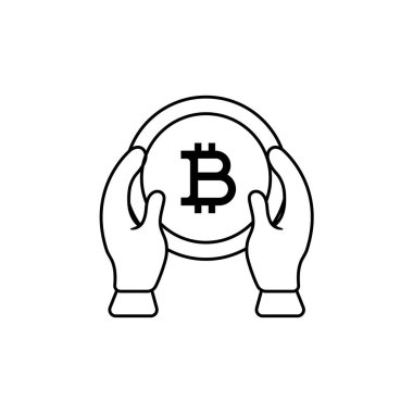 İki El Bitcoin Tutuyor Beyaz Arkaplanda Simge ResimleriComment