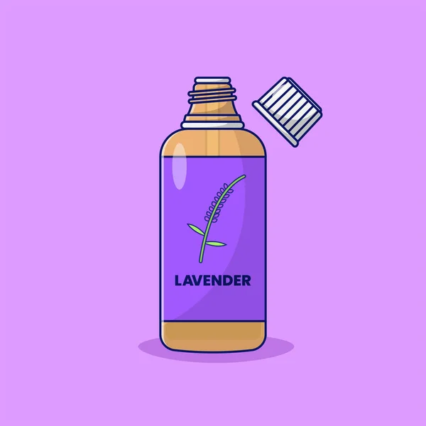 Lavanta Yağı Vektör Simgesi Çizimi. Temel Yağ. Aromaterapi. Web için Düz Çizgi Film Biçimi, İniş Sayfası, Banner, Flyer, Etiket, Duvar Kağıdı, Arkaplan, Mobil Uygulama, UI