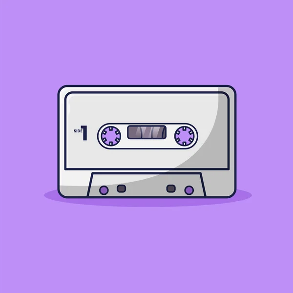 Cassette Tape Vector Illustration 오디오 리코더 고전적 Flat Cartoon Style — 스톡 벡터