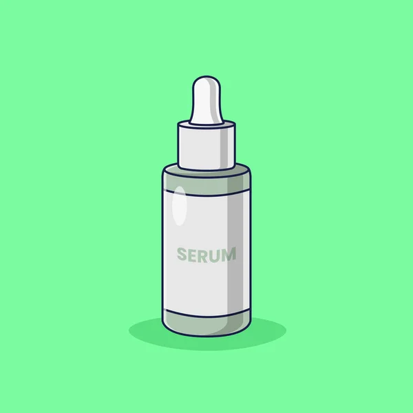 Serum Şişesi Düz Vektör İllüstrasyon Simgesi Web, iniş sayfası, çıkartma, pankart, klip- sanat için Yeşil Arkaplanda