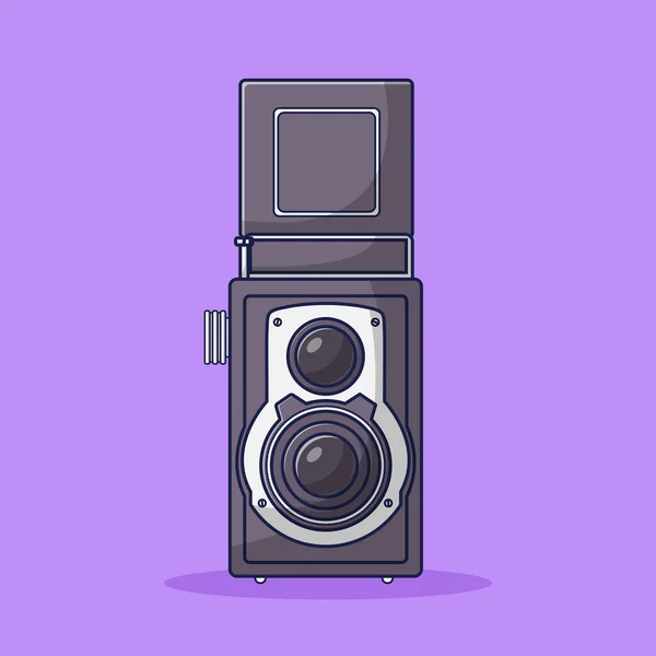 Vintage Camera Vector Illustratie Fotografie Retro Item Flat Cartoon Style — Stockvector