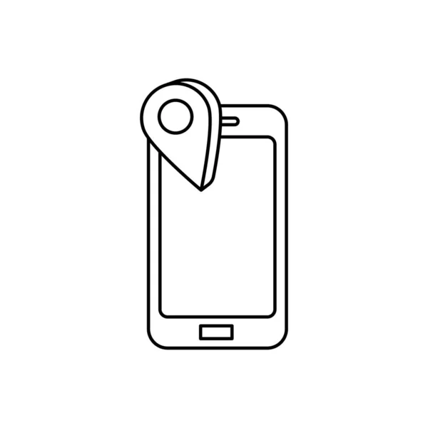 Tela Smartphone Com Icon Localização Ilustração Ícone Arte Linha Fundo — Vetor de Stock