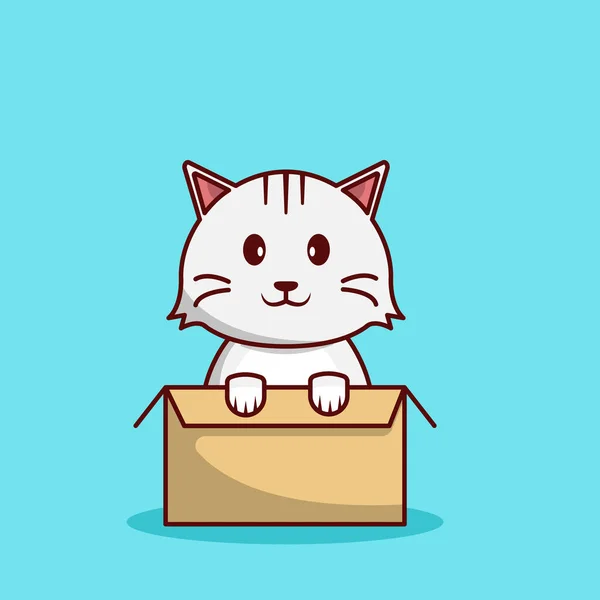 Şirin Kedi Çizgi Filminde Çizgi Roman, Bebek Hayvan, Kedi, Düz Stil Web, Banner, Kart, Selamlama, Çocuk, Kitap, Poster İçin Uygun Vektör