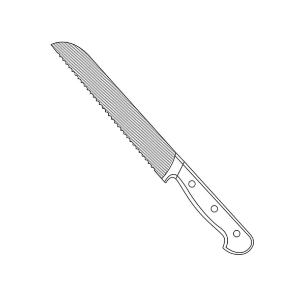 Icône Contour Ustensile Cuisine Couteau Pain Illustration Sur Fond Blanc — Image vectorielle