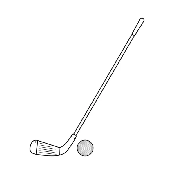 Golf Club Und Ball Outline Icon Illustration Auf Weißem Hintergrund — Stockvektor