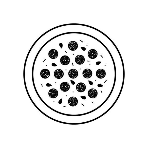 Pepperoni Pizza Esboço Icon Ilustração Fundo Branco —  Vetores de Stock