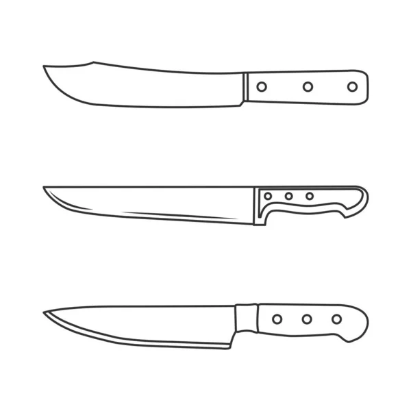 Ensemble Couteaux Boucher Cuisine Illustration Icône Sur Fond Blanc — Image vectorielle
