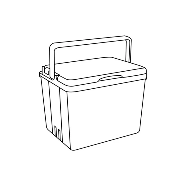 Kylare Ice Box Kontur Ikon Illustration Vit Bakgrund — Stock vektor