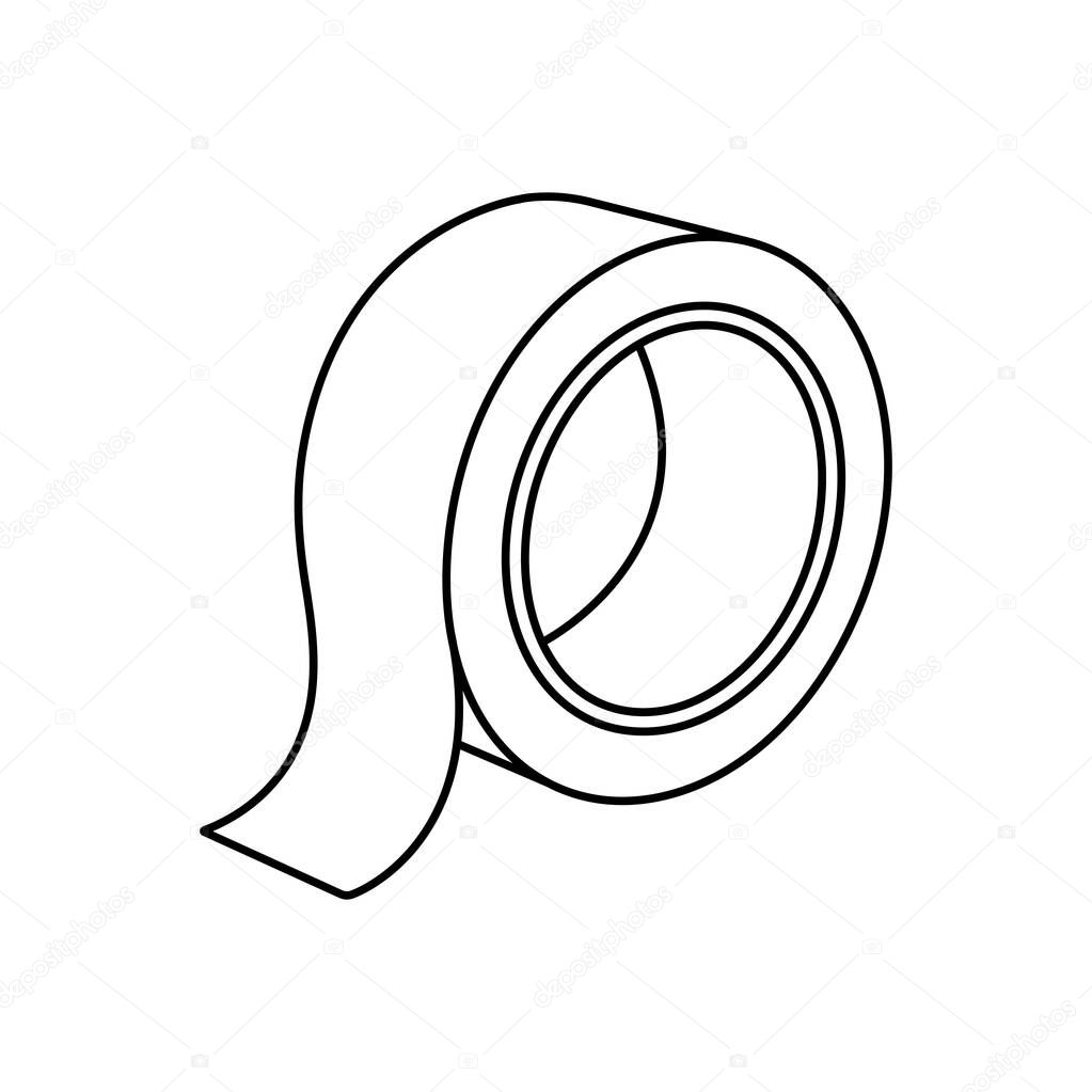 Adhesive Tape Outline Icon Illustration on White Background