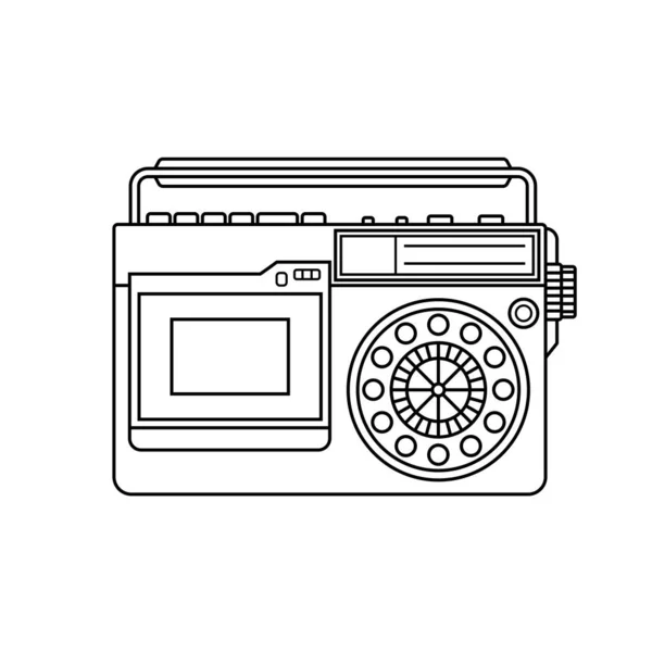 Vintage Radio Outline Icona Illustrazione Sfondo Bianco — Vettoriale Stock