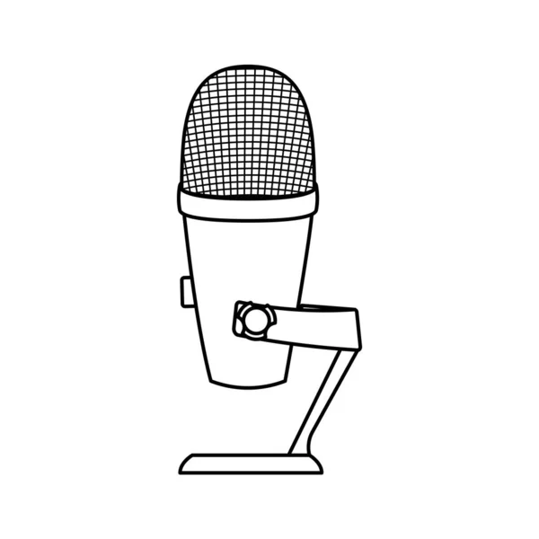 Icône Microphone Dans Style Contour Sur Fond Blanc Convient Pour — Image vectorielle