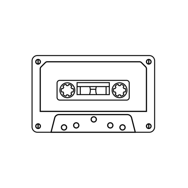 Kassetten Icon Umrissstil Auf Weißem Hintergrund Geeignet Für Audio Musik — Stockvektor