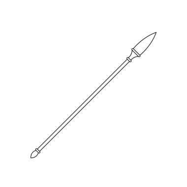 Spear Black and White Icon in Outline Style Askeri, Ortaçağ, Silah Simgesi İçin Uygun Beyaz Arkaplan. İzole edilmiş