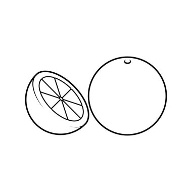 Turuncu Siyah ve Beyaz Simge Dış Hatlar Tarzı 'nda Tropikal, Yaz, Meyve Simgesi İçin Uygun. İzole edilmiş