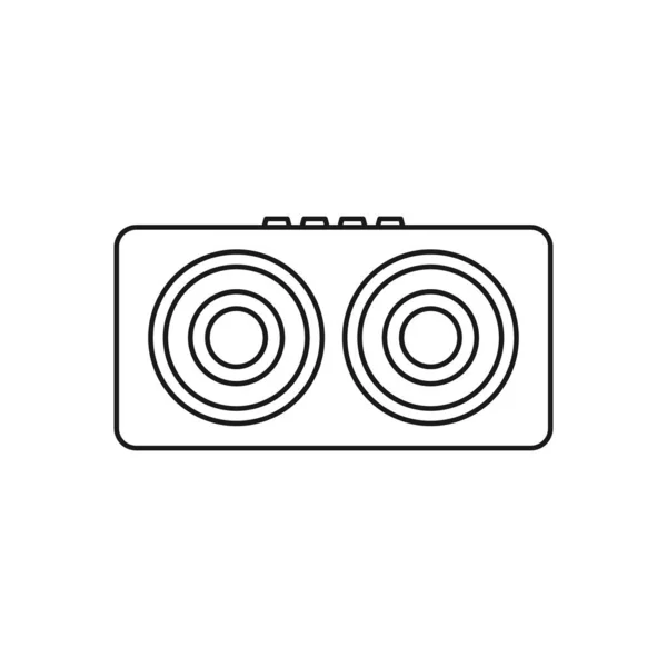 ステレオ オーディオアイコンに適した白い背景の概要スタイルでスピーカー黒と白のアイコン — ストックベクタ