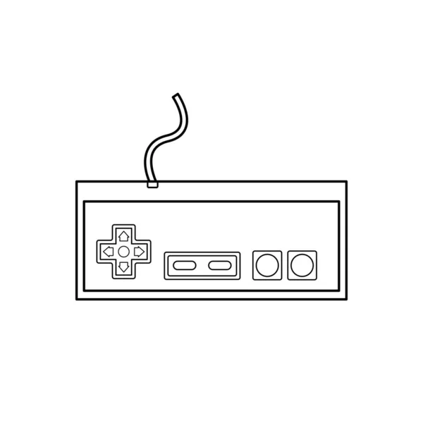 Retro Kontrolcü, Klasik NES Oyun Alanı 80 'lerin Konsol Siyah ve Beyaz Simgesi, Logo İçin Uygun Beyaz Arkaplan, Oyun Simgesi. İzole edilmiş