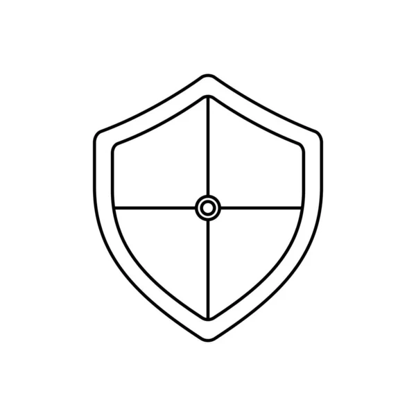Icona Scudo Bianco Nero Stile Outline Sfondo Bianco Adatto Logo — Vettoriale Stock