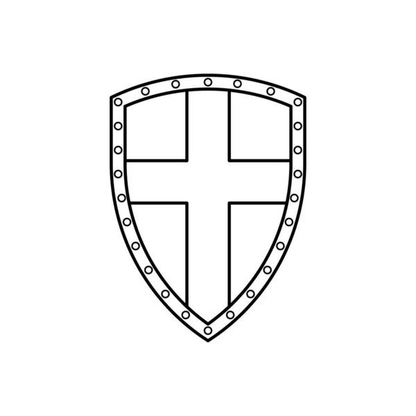 Kalkan Siyah Beyaz Simgesi Taslak Tarzı Ile Beyaz Arkaplan Logo — Stok Vektör