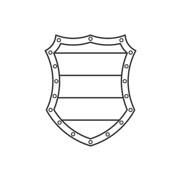 Kalkan Siyah Beyaz Simgesi Taslak Tarzı Ile Beyaz Arkaplan Logo — Stok Vektör
