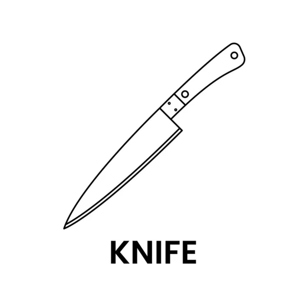 Logo, Mutfak ve Utensil Simgesi İçin Uygun Beyaz Arkaplanda Siyah ve Beyaz Simgede Bıçak Simgesi. İzole edilmiş