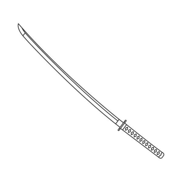 Icona Katana Sword Outline Sfondo Bianco — Vettoriale Stock